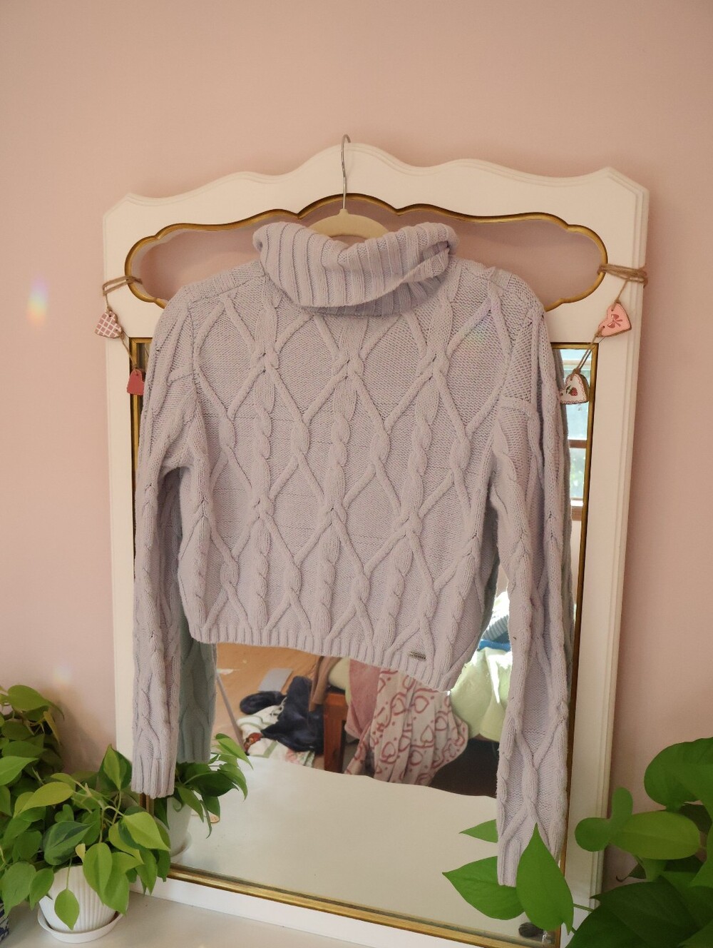 Light Blue Cropped Knit Turtleneck